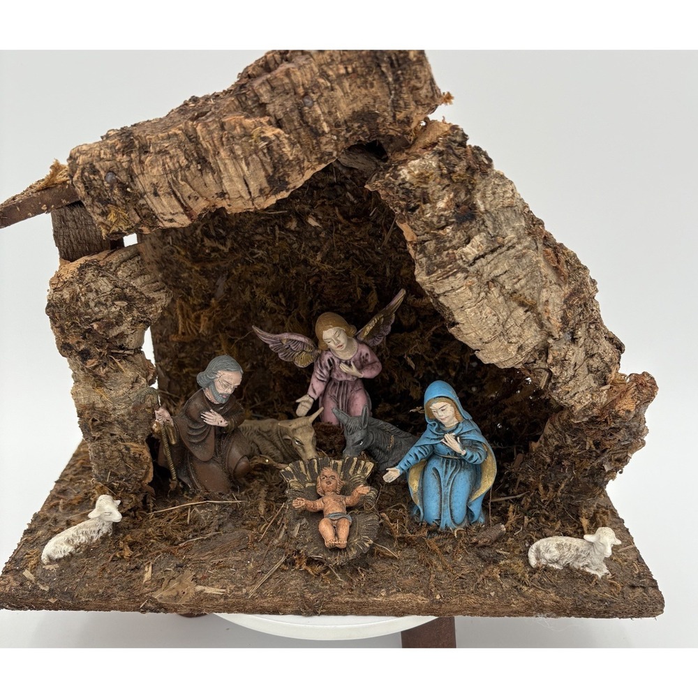 Vintage Nativity Manger Set Italy Angel Christmas 1970's